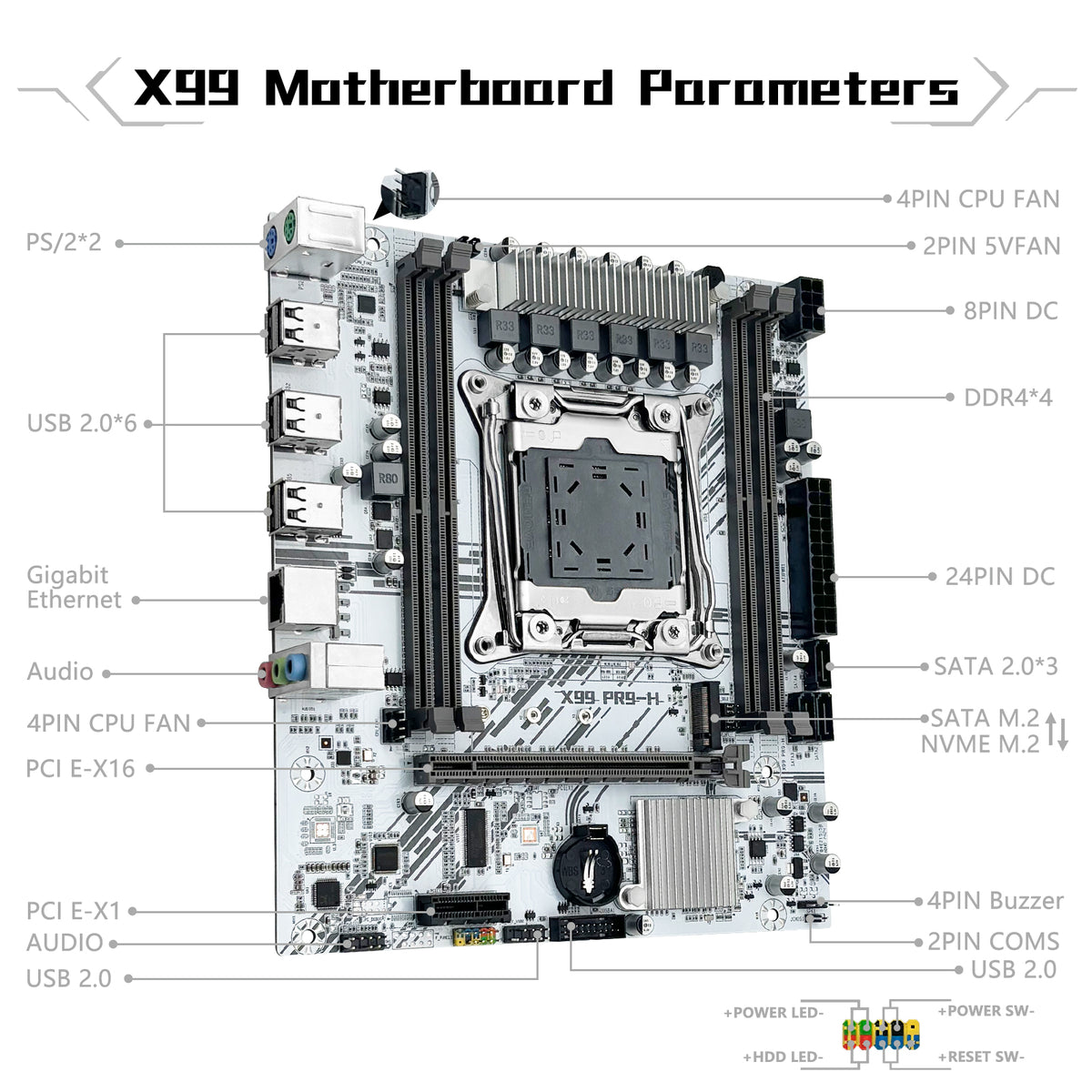 MACHINIST X99 PR9-H1 LGA 2011-3 Motherboard for Intel Xeon E5 V3/V4 Core i7 DDR4 Micro ATX